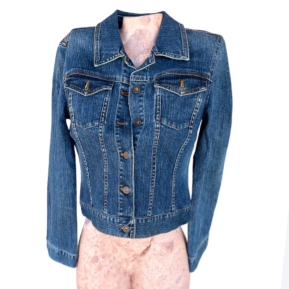 90s Long Sleeve Denim Basic Button Down Jean Jack… - image 2